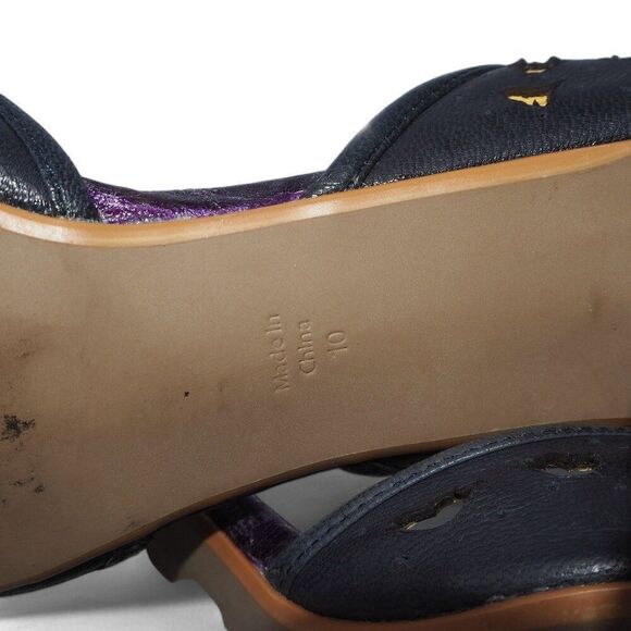 Faryl Robin Perforated Heels Navy / Yellow Women's 10 - Picture 9 of 13